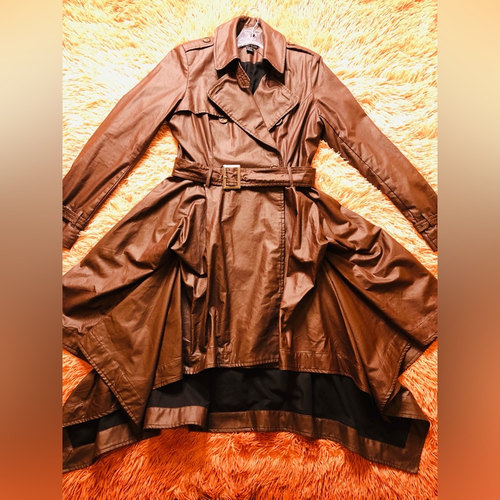 NWOT Caribbean Queen A-Line Faux Leather Pea Coat. Size M